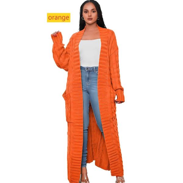 Solid color long Fried Dough Twists sweater cardigan coat