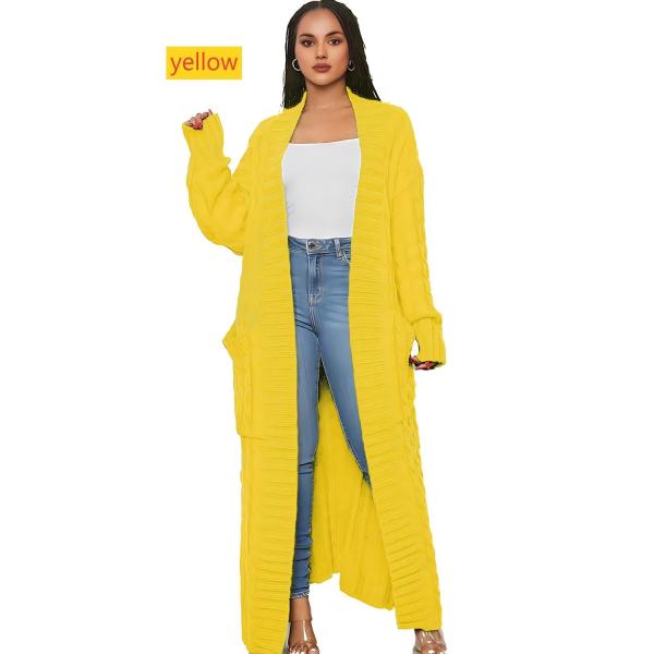 Solid color long Fried Dough Twists sweater cardigan coat