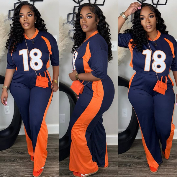 Half sleeved top paired with pants two-piece set
