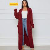 Solid color long Fried Dough Twists sweater cardigan coat