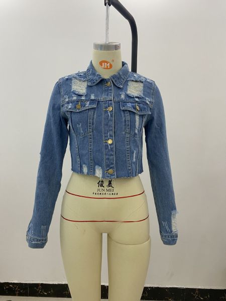 Broken hole denim jacket for women CJ655129247397