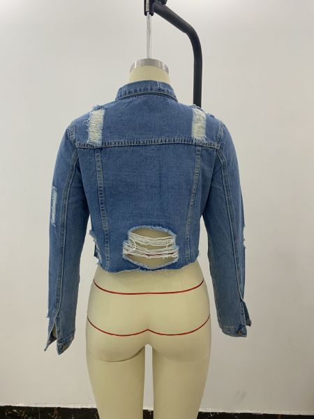 Broken hole denim jacket for women CJ655129247397