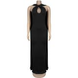 Ribbon solid color dress
