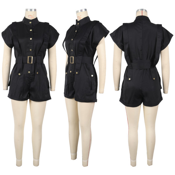 Loose workwear sleeveless jumpsuit shorts