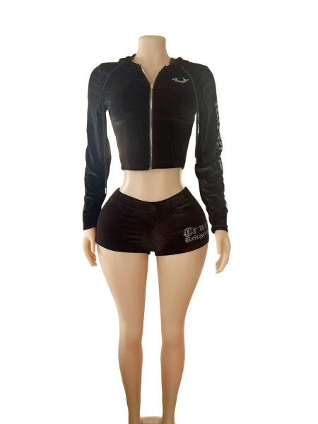 Diamond hot jacket shorts two-piece set