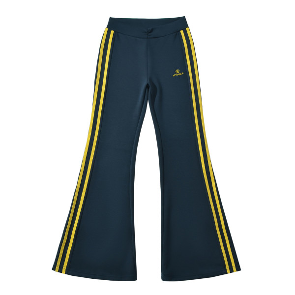 Low waisted patchwork elastic sports micro flared pants