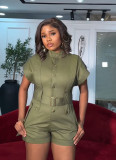 Loose workwear sleeveless jumpsuit shorts