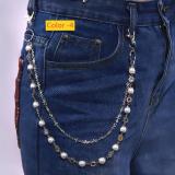 Diamond studded pearl pants chain set