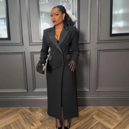 Collar and waist length suit dress