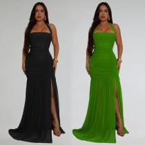 Mesh slit solid color dress Mesh slit solid color dress
