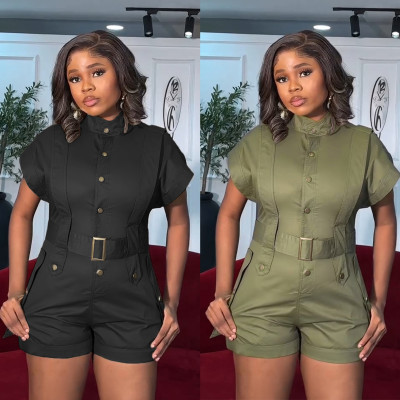 Loose workwear sleeveless jumpsuit shorts