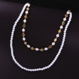 Diamond studded pearl pants chain set