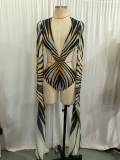 Striped one-piece bikini