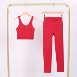 U-shaped Sports Vest Cropped Pants Vest Yoga Sets  848454740524