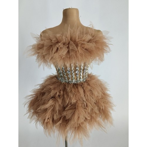 Diamond Multi layer Lace Water Diamond Waist Puff Skirt