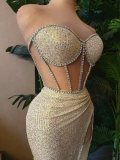 Sparkling rhinestone sequin top and long skirt set