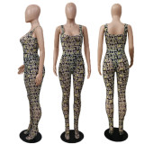Mesh printed tight fitting pantyhose two-piece set