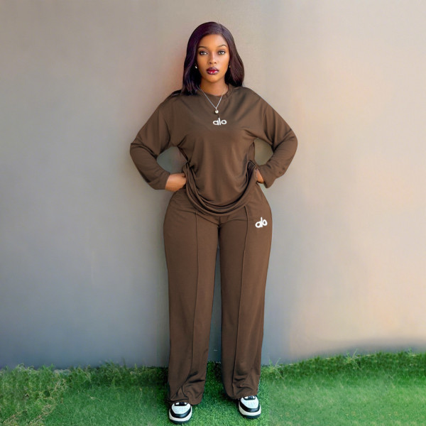 Long sleeved shirt, wide leg pants, two-piece set