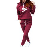 Two piece set of fleece hoodie and hooded sweatshirt
