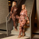Round neck printed long sleeved high waisted hip hugging pants set