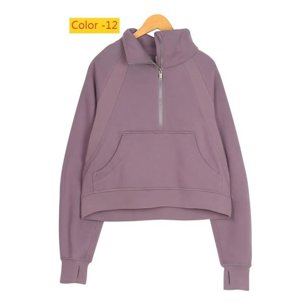 Half zip looped stand up collar loose short and plush hoodie