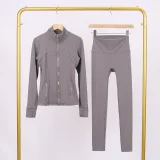 LU847860243134-1 9-inch pants set, gold zipper jacket, yoga suit