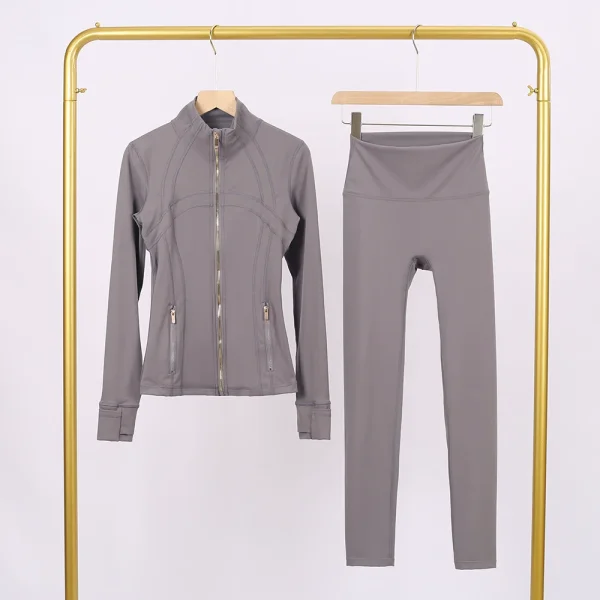 LU847860243134-1 9-inch pants set, gold zipper jacket, yoga suit