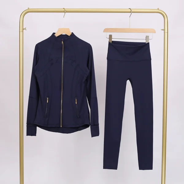 LU847860243134-1 9-inch pants set, gold zipper jacket, yoga suit