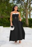 Sleeveless trench coat, single breasted wrap, double waistband, large swing skirt