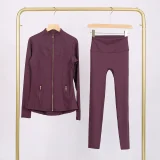 LU847860243134-1 9-inch pants set, gold zipper jacket, yoga suit