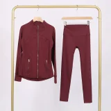 LU847860243134-1 9-inch pants set, gold zipper jacket, yoga suit