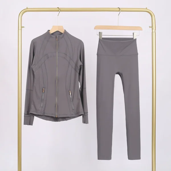 LU847860243134-1 9-inch pants set, gold zipper jacket, yoga suit