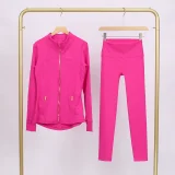 LU847860243134-1 9-inch pants set, gold zipper jacket, yoga suit