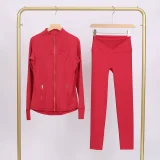 LU847860243134-1 9-inch pants set, gold zipper jacket, yoga suit