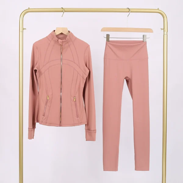 LU847860243134-1 9-inch pants set, gold zipper jacket, yoga suit