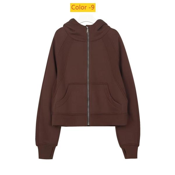 Full zip loose hoodie with loose short fit and plush hoodie