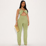 Single shoulder hollowed out strapless open back high waisted flared pants jumpsuit