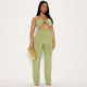 Single shoulder hollowed out strapless open back high waisted flared pants jumpsuit
