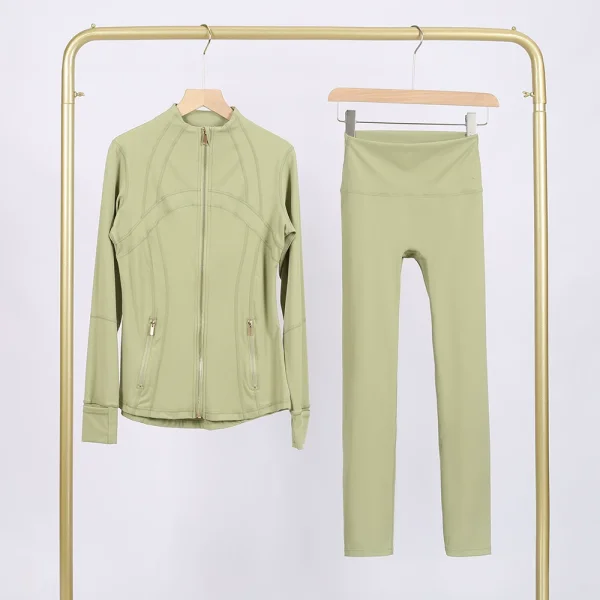 LU847860243134-1 9-inch pants set, gold zipper jacket, yoga suit