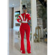 Color blocked design flared pants long sleeved set