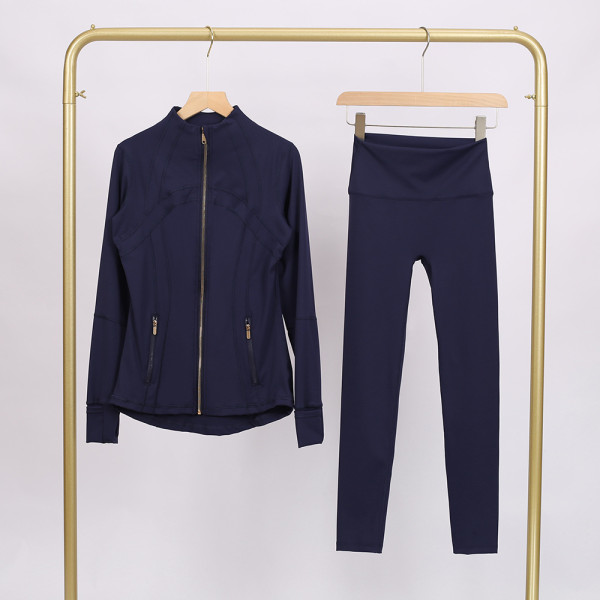 LU847860243134-1 9-inch pants set, gold zipper jacket, yoga suit