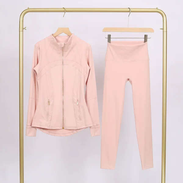 LU847860243134-1 9-inch pants set, gold zipper jacket, yoga suit