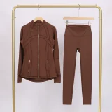 LU847860243134-1 9-inch pants set, gold zipper jacket, yoga suit