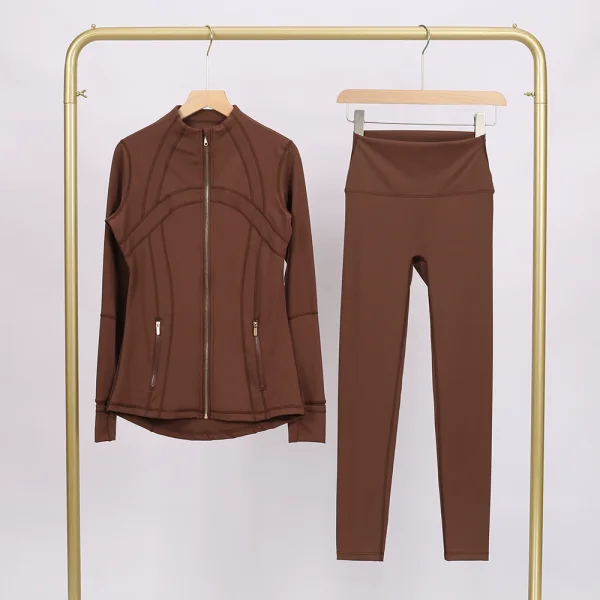 LU847860243134-1 9-inch pants set, gold zipper jacket, yoga suit
