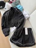 Color blocking sun protection top elastic waist shorts set