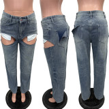 Hand cut jeans