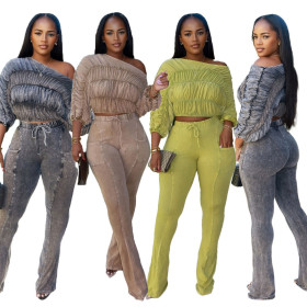 One neck loose long sleeved suit