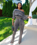 One neck loose long sleeved suit