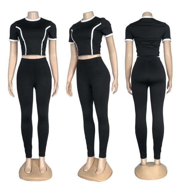 Letter high waisted yoga pants solid color sports set