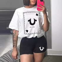 Letter printed loose short sleeved shirt Letter printed loose short sleeved shirt